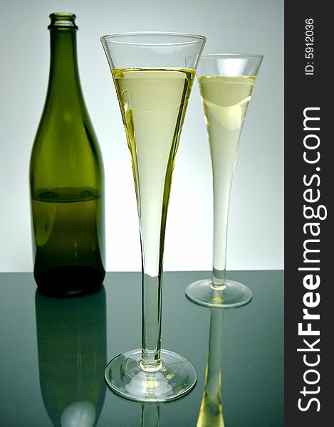 Sparkling wine isolated against a white background