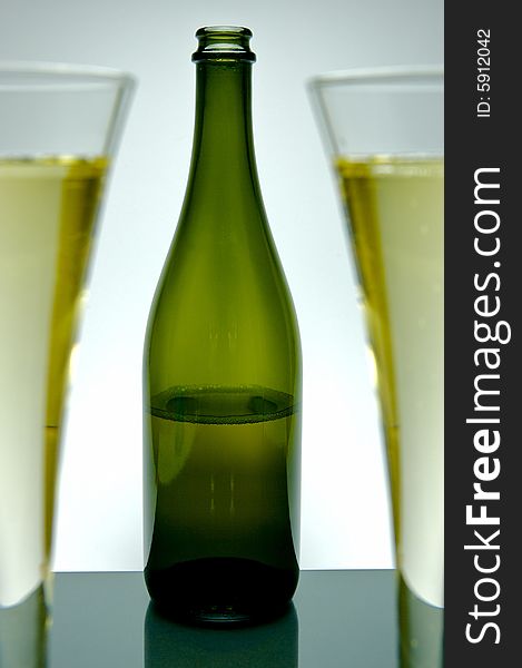 Sparkling wine isolated against a white background