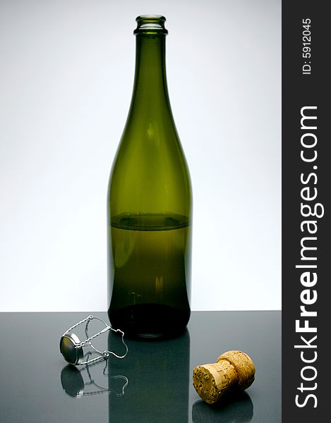 Sparkling wine isolated against a white background