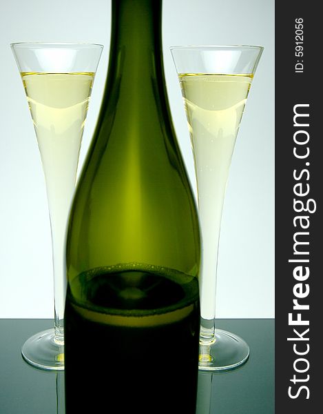 Sparkling wine isolated against a white background