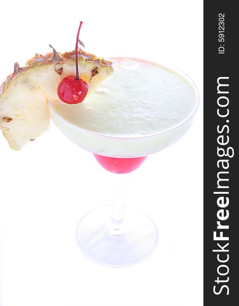 Pineapple cocktail in white background