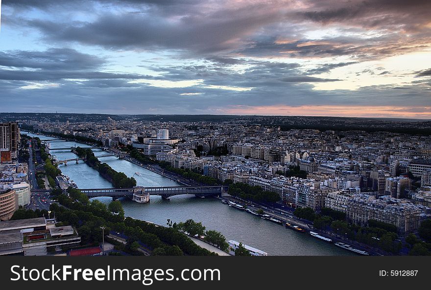 Paris Cityscape and Seine River