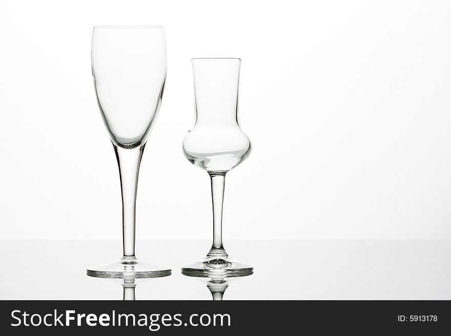 Two empty glass, perfect for cammercial shoot or compositing. Two empty glass, perfect for cammercial shoot or compositing