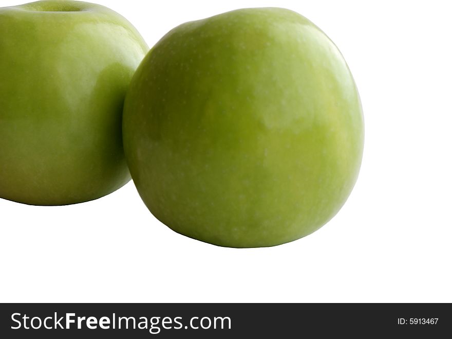 Two green apple on an isolated background. Two green apple on an isolated background