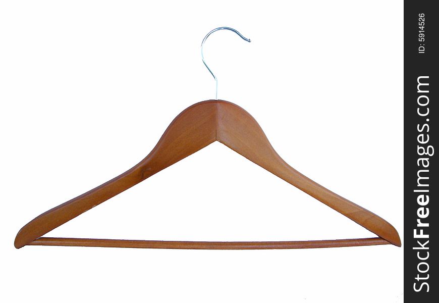 Massive wooden coat hanger, white background