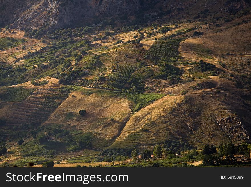 Sicily Landscape on Summer, Jato Valley, Palermo. Sicily Landscape on Summer, Jato Valley, Palermo