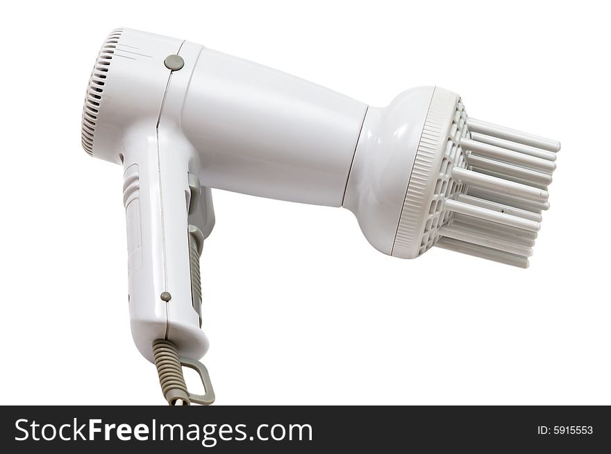 Electric Hair Dryer Isolated On White