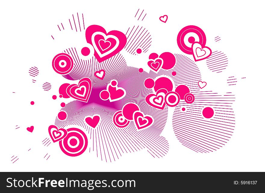 Pinky hearts with abstract back ground
