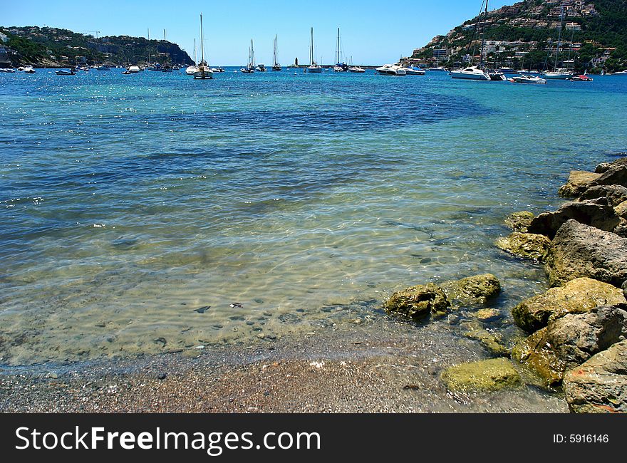 Entrance to a small port of Andratx in Majorca. Entrance to a small port of Andratx in Majorca