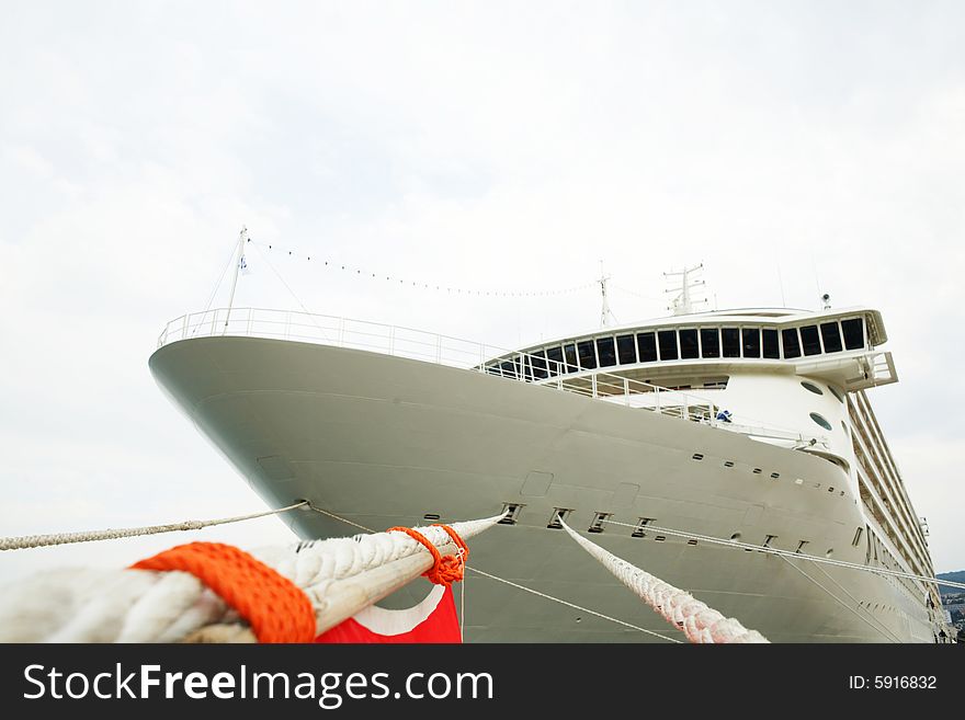 An image of front view of modern cruise liner. An image of front view of modern cruise liner