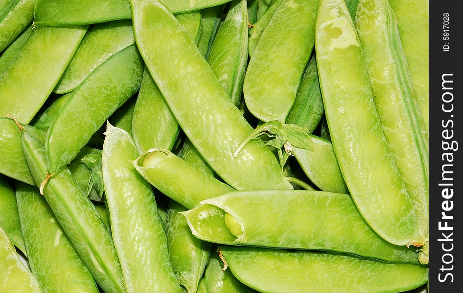 Heap of the green peas, photographed by close-up.