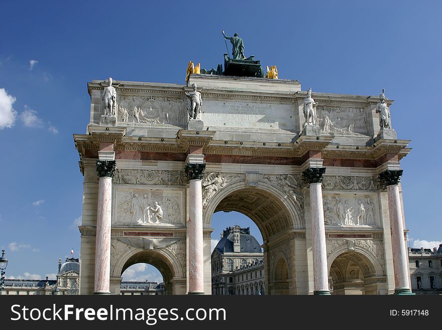 Arc de triomphe du carrousel, near le Louvre museum, Paris, France.