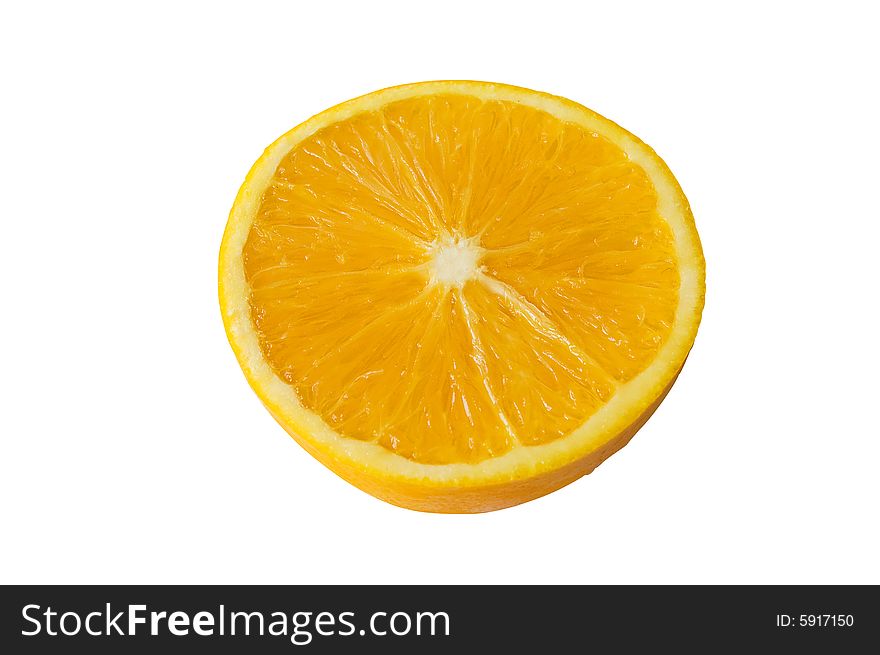 Half an orange isolated on a white background with clipping path