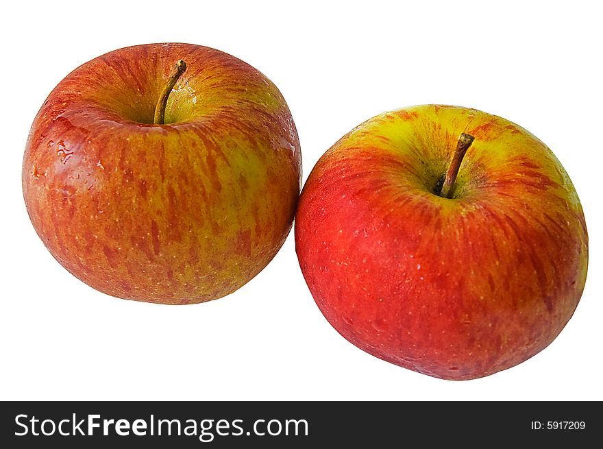 Two red apples isolated on a white background with clipping path