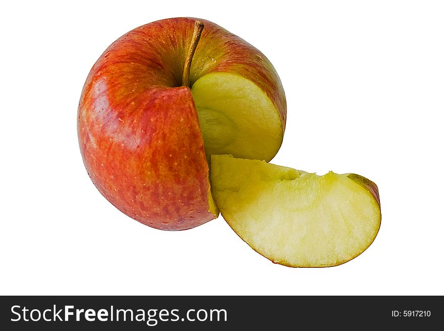Red apple with a slice isolated on a white background  with clipping path