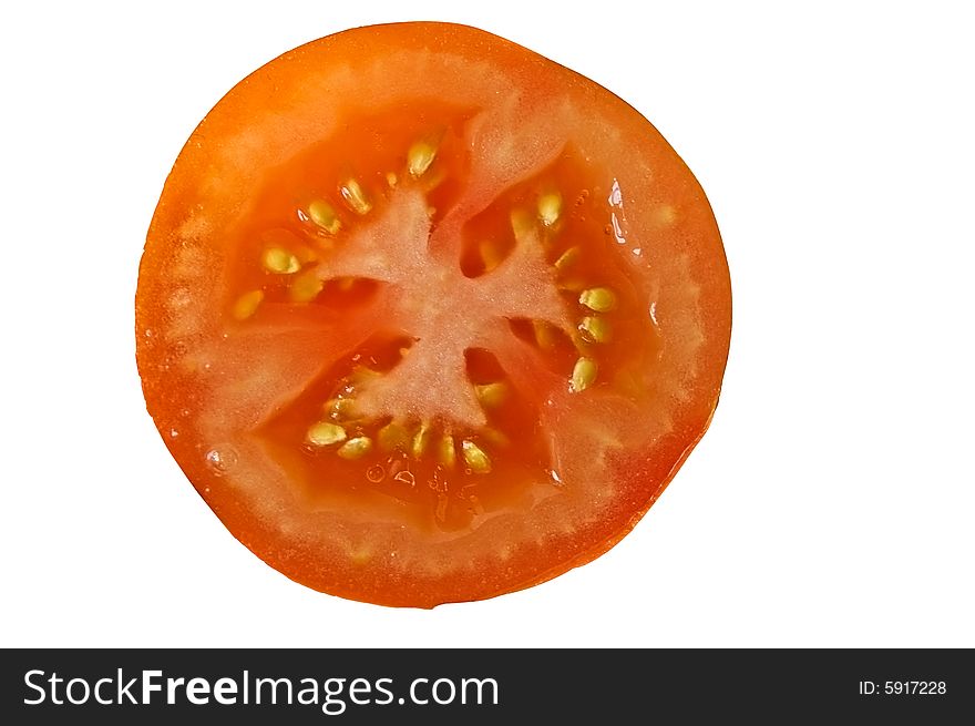 Half  a tomato isolated on a white background  with clipping path