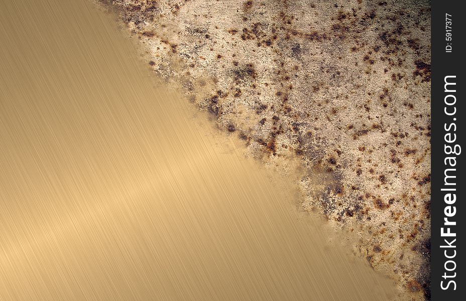 Erosion of metal of gold color. An example.