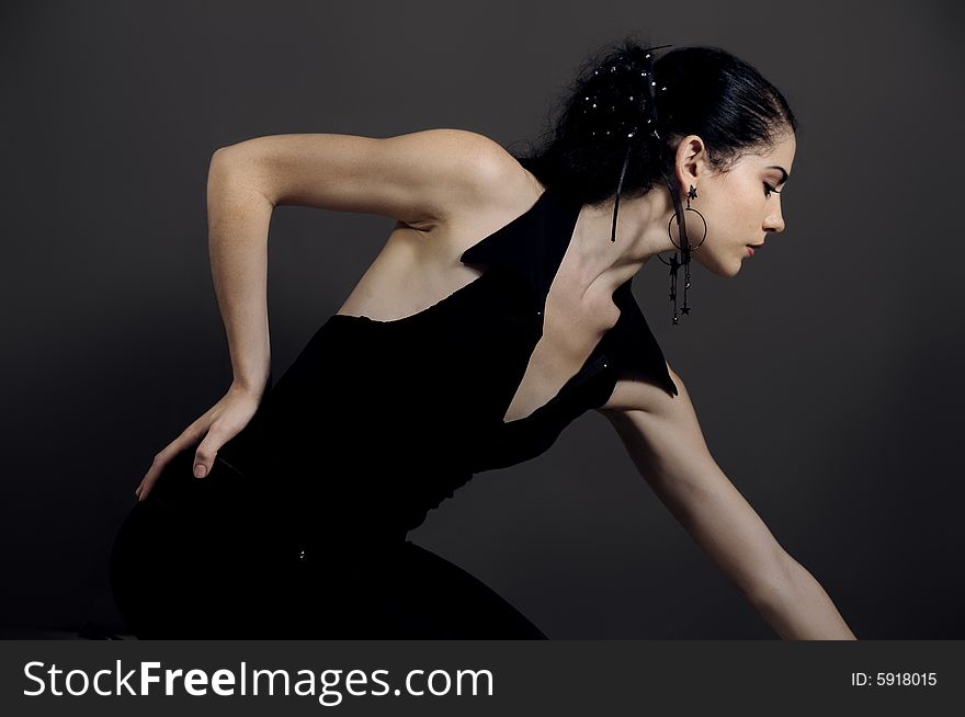 Portrait of young passionate flamenco dancer woman