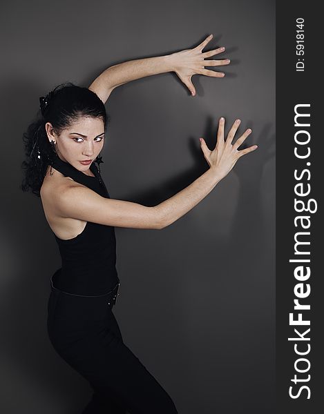 Portrait of young passsionate flamenco dancer woman