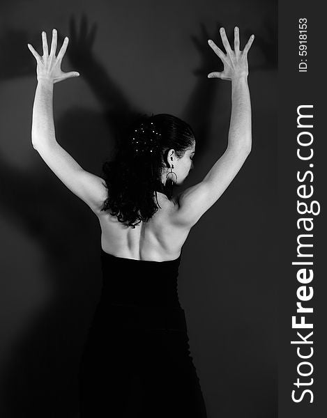 Portrait of young passsionate flamenco dancer woman