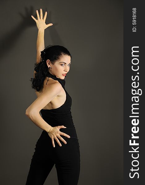 Portrait of young passsionate flamenco dancer woman