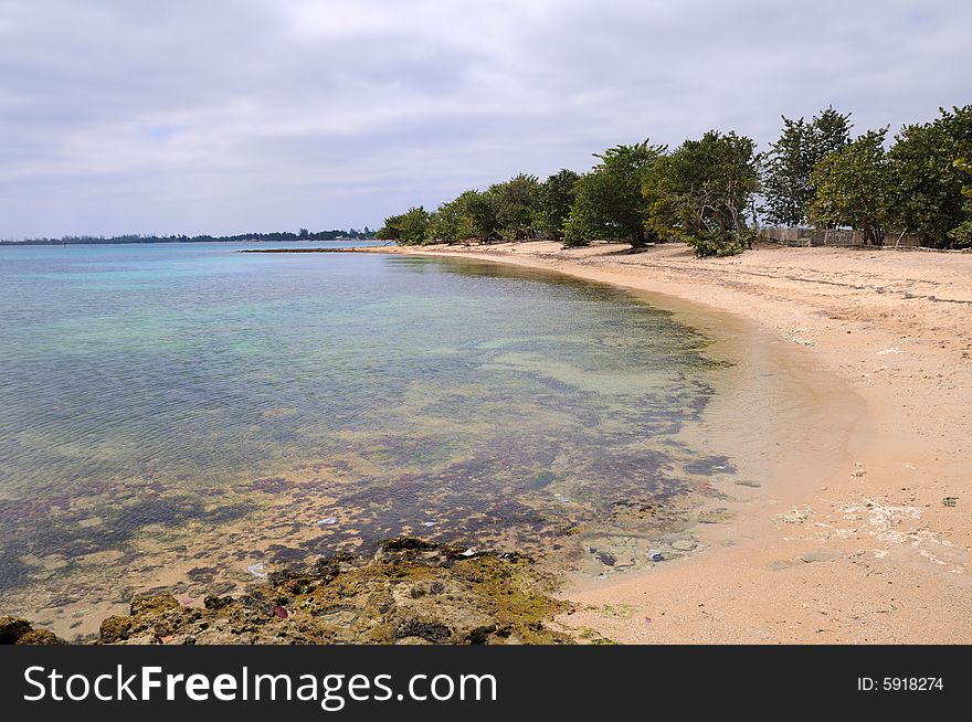 A view of solitary beach on cuban coast - Playa Larga