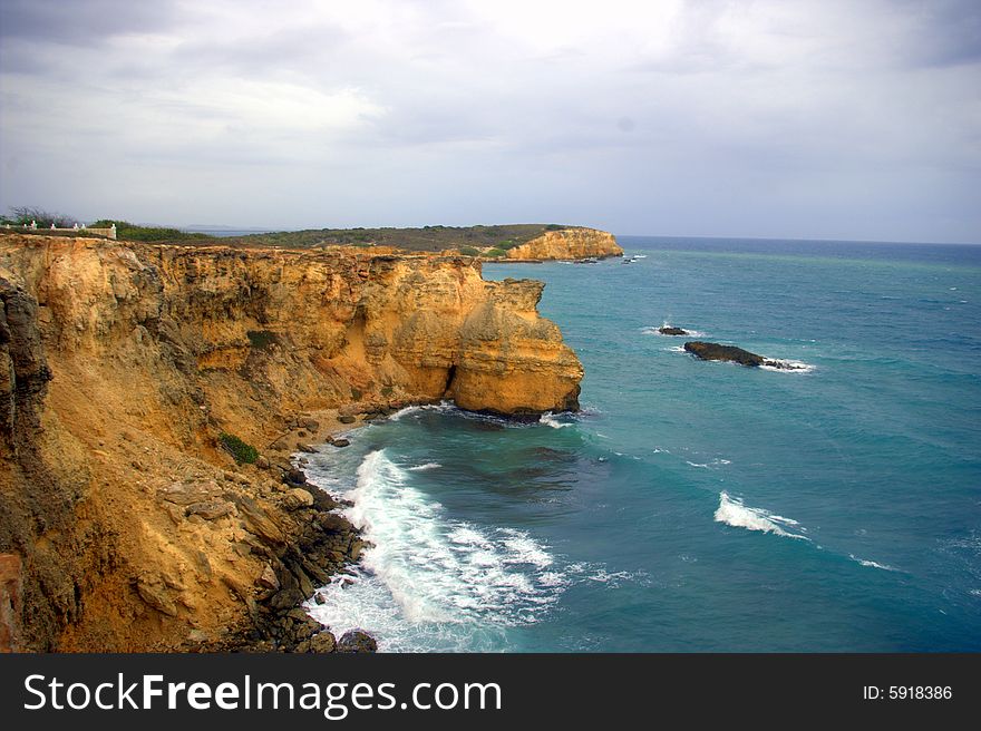 Beautiful view of the cliff in south-east part of Puerto Rico. Beautiful view of the cliff in south-east part of Puerto Rico