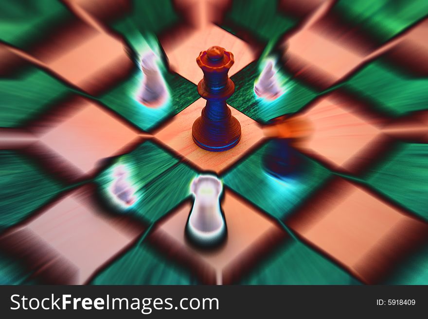 Chess game with Queen and blur