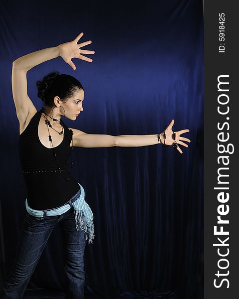 Portrait of young passsionate flamenco dancer woman