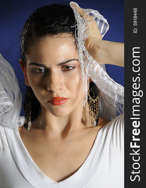 Portrait of young passsionate flamenco dancer woman