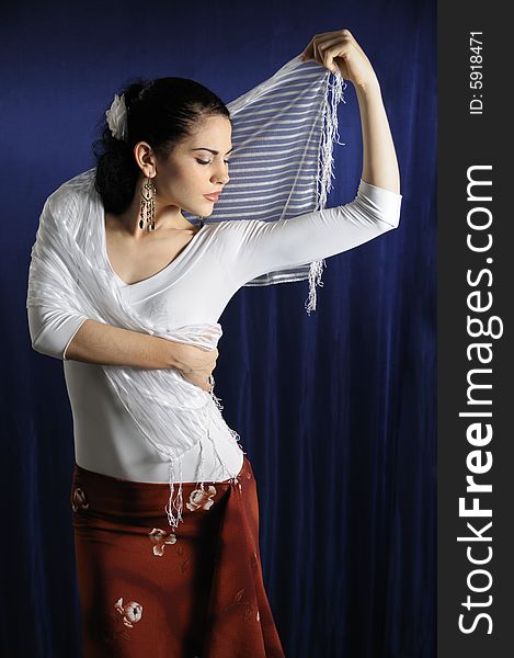 Portrait of young passsionate flamenco dancer woman