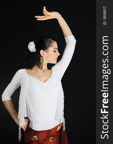 Portrait of young passsionate flamenco dancer woman