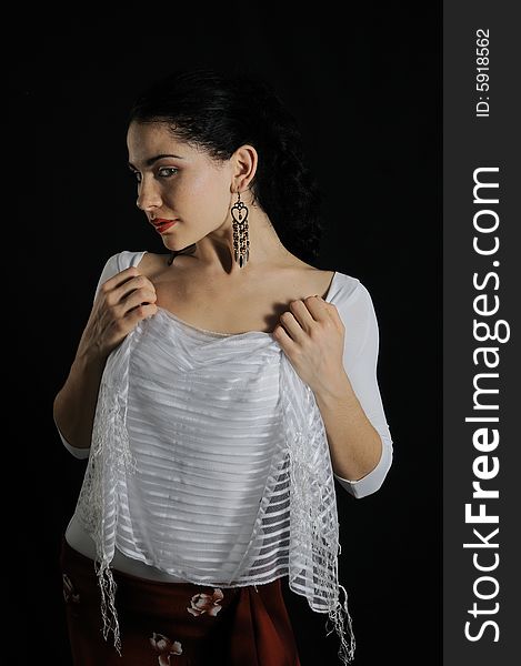 Portrait of young passsionate flamenco dancer woman. Portrait of young passsionate flamenco dancer woman