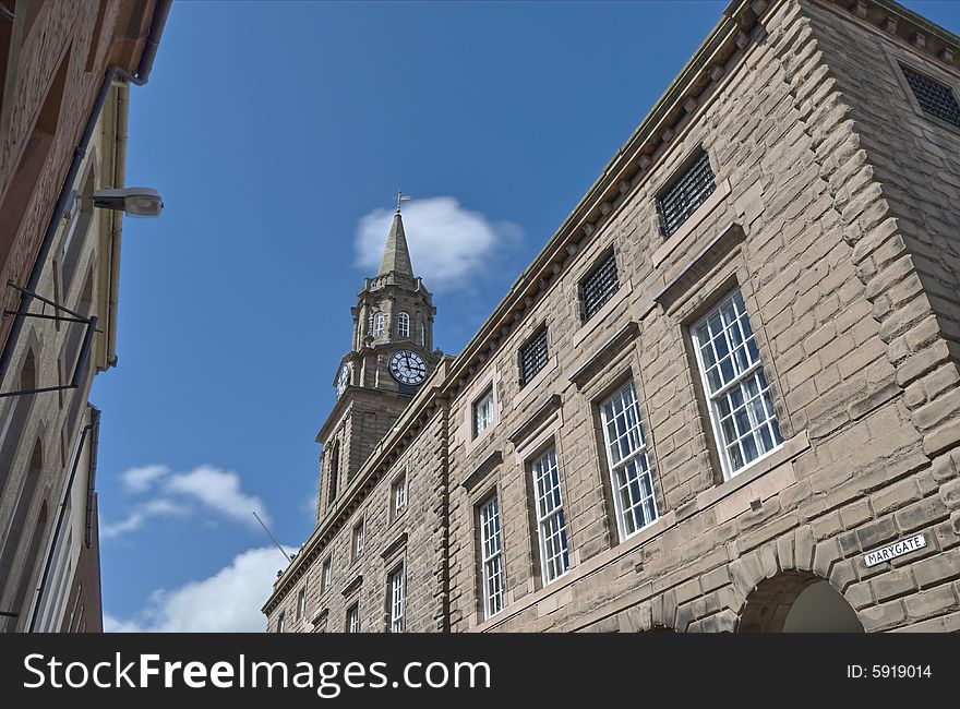 Town Hall and clock tower, Berwick, Northumberland, England. Town Hall and clock tower, Berwick, Northumberland, England