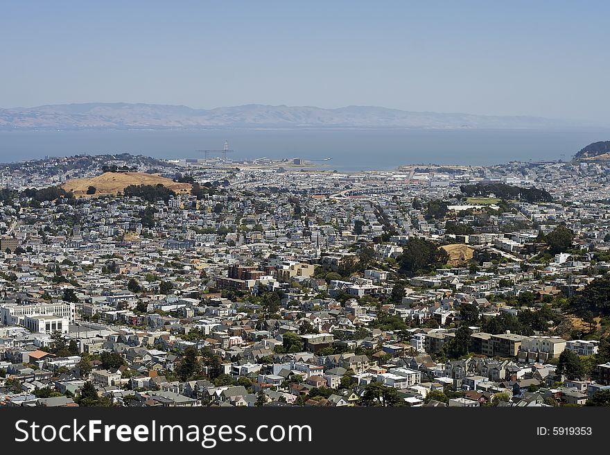 A shot of San Francisco taken from the top of Twin Peaks. A shot of San Francisco taken from the top of Twin Peaks