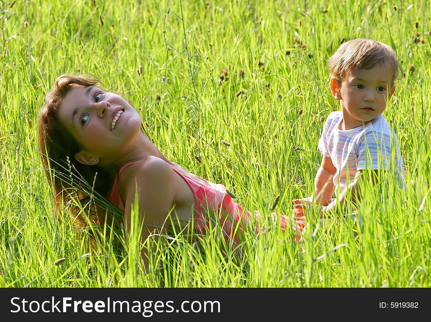 Mother and son outdoor portrait. Mother and son outdoor portrait