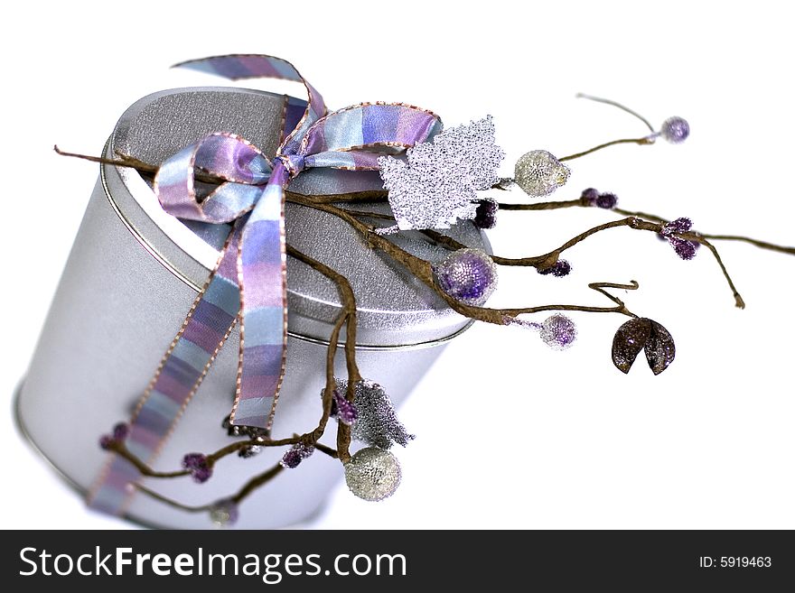 Metal gift box with beautiful decoration
