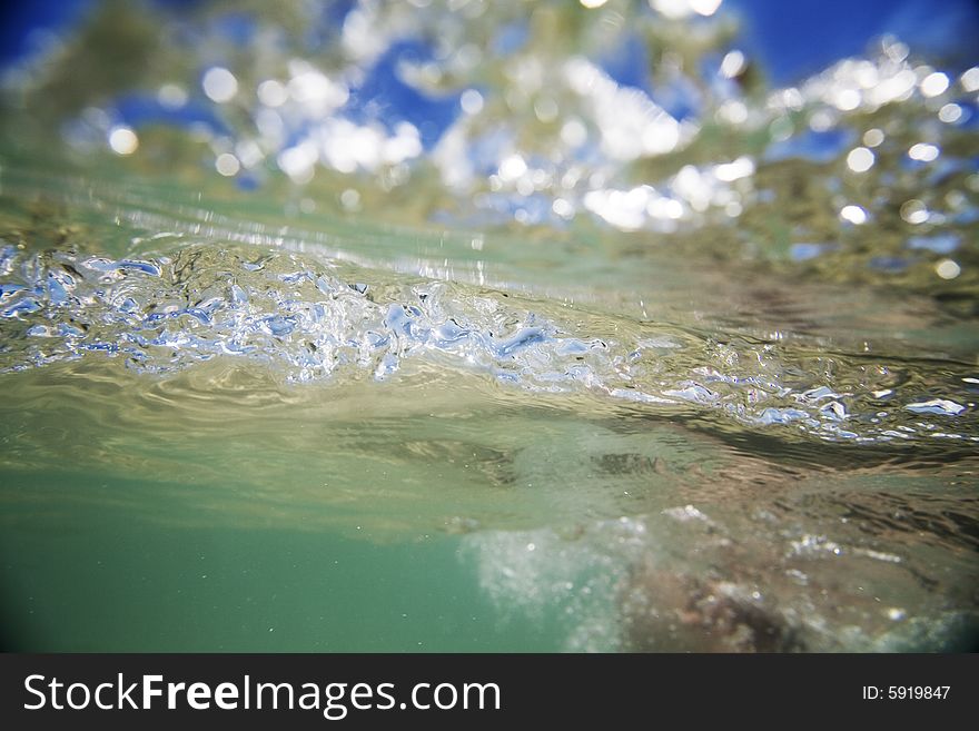 Abstract blue water shape underwater