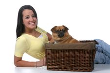 Cute Teen With Small Dog Stock Image