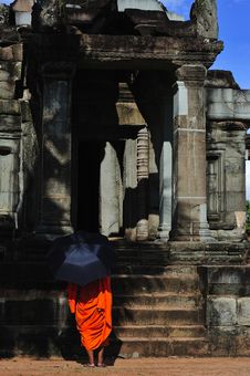Cambodia Angkor Wat With A Monk Stock Images Cambodia Angkor Wat With A Monk Stock Images