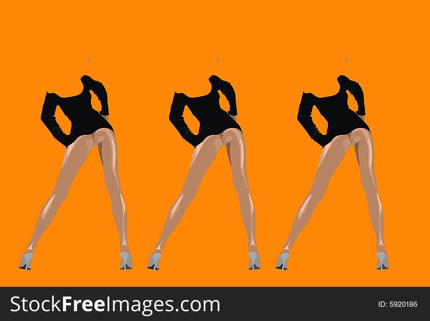 Silhouettes of female on an orange background. Silhouettes of female on an orange background
