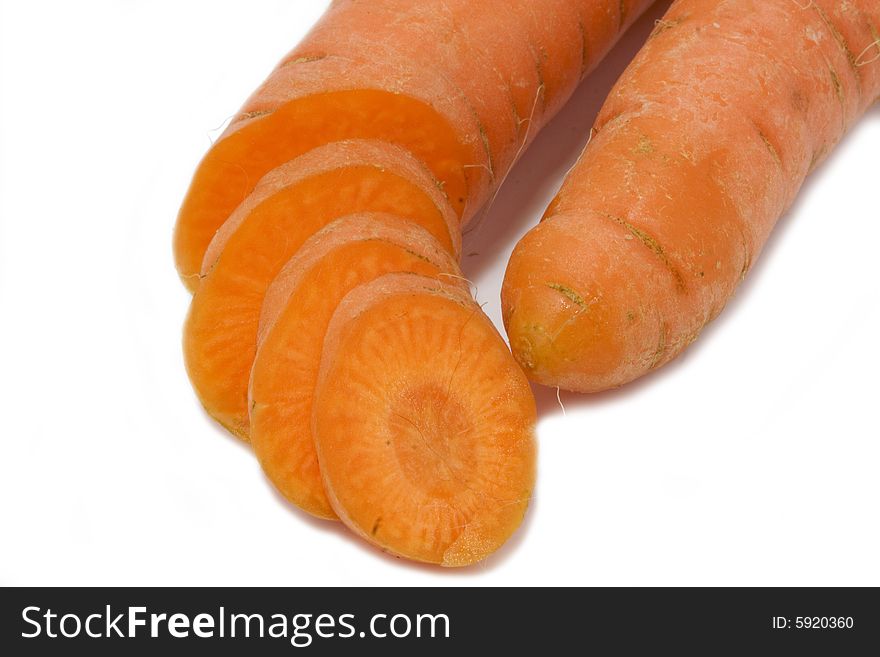 Cut of Carrot over the white