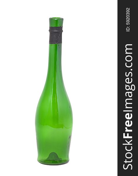 Empty wine bottle isolated over white background with clipping path