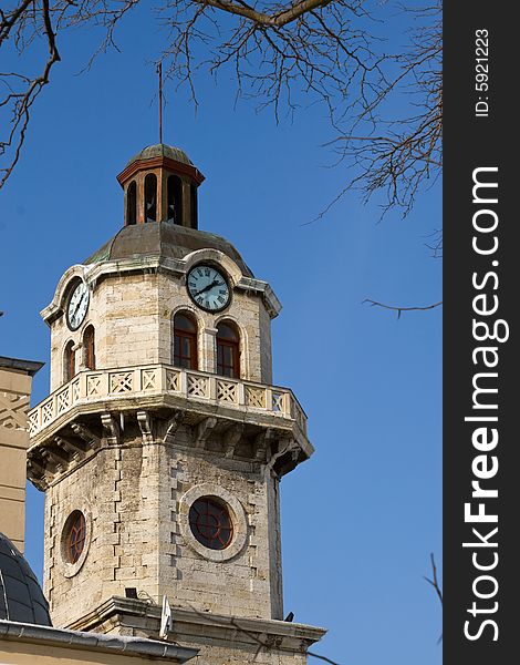 Old clock tower in Varna, Bulgaria