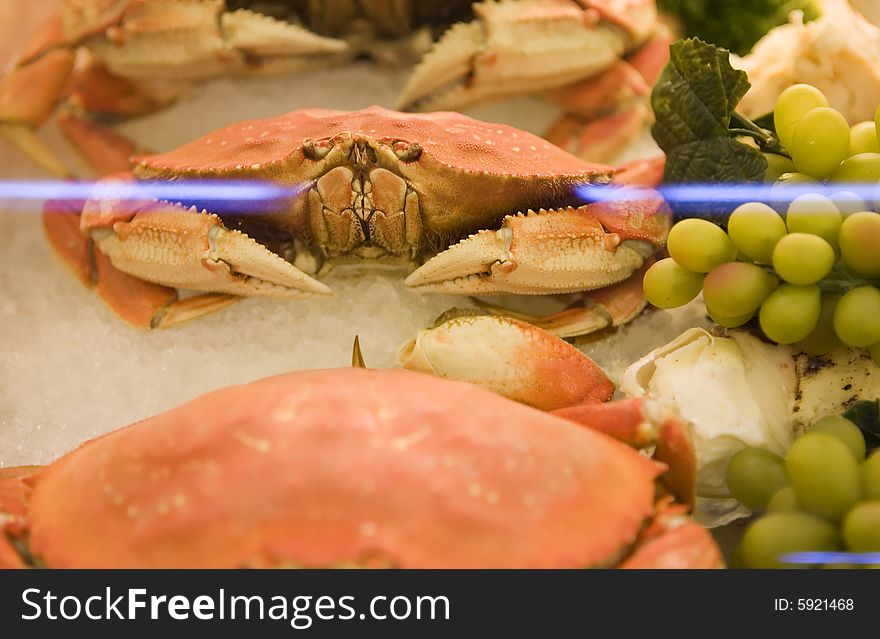 A Crab In A Seafood Store Window