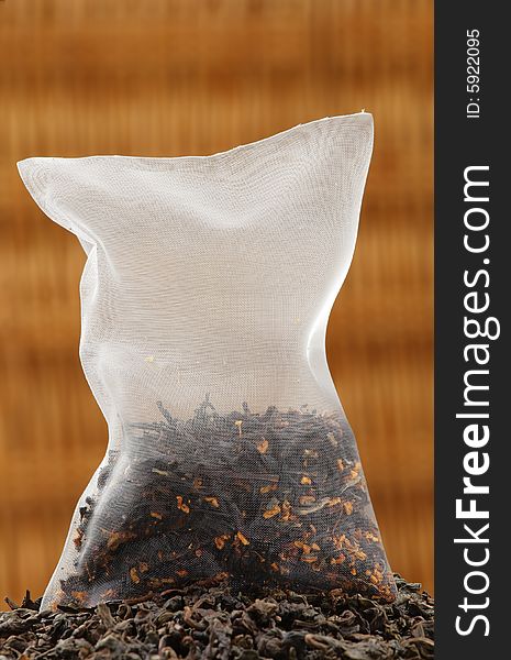 Organic tea in a corn silk tea bag.