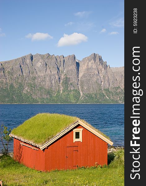 Traditional boathouse at Aun, northern Norway. Traditional boathouse at Aun, northern Norway