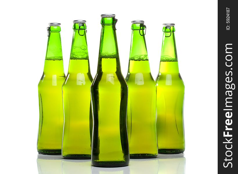 Beer in a bottle on a white background