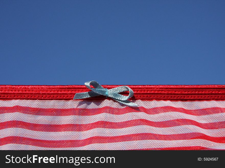 Clothes, lingerie on washing laundry line red stripe. Clothes, lingerie on washing laundry line red stripe