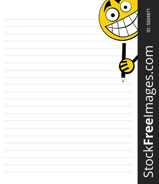 Sheet of paper with lines and huge smile. Sheet of paper with lines and huge smile